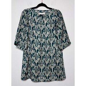 Elegant Green Baroque Scroll Tunic Dress‎ Size Small Old Money Preppy Classic